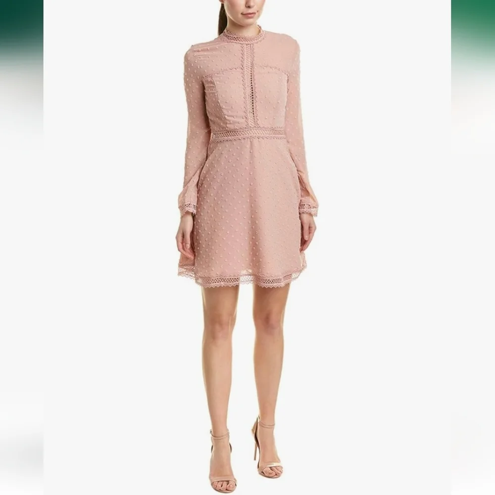 Bardot Womens Dress Cherie Lace Trim Long Sleeves‎ Party Coquette Keyhole 12 XL